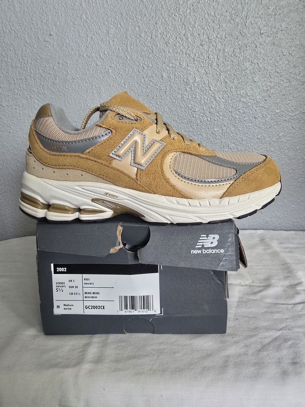 New Balance 2002R Beige Suede Mesh Sneaker